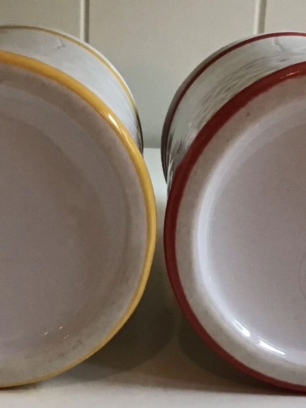 Anthropologie Biscuit Striped Spice Jars Set of 2 Red & Yellow - Picture 5 of 6
